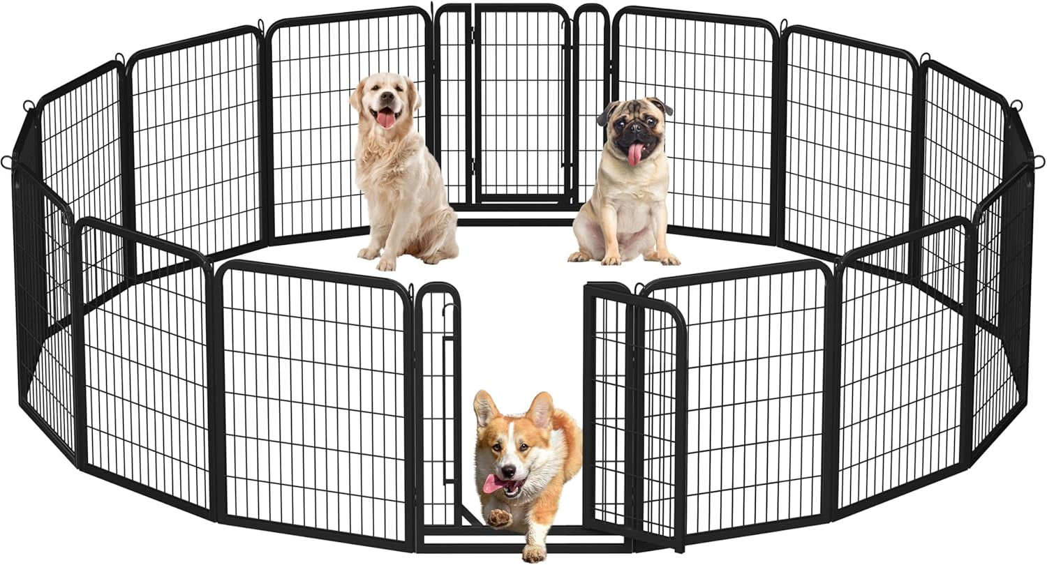 Dog Playpen 32In 16 Panels Pet Fence for Indoor Yard RV Camping