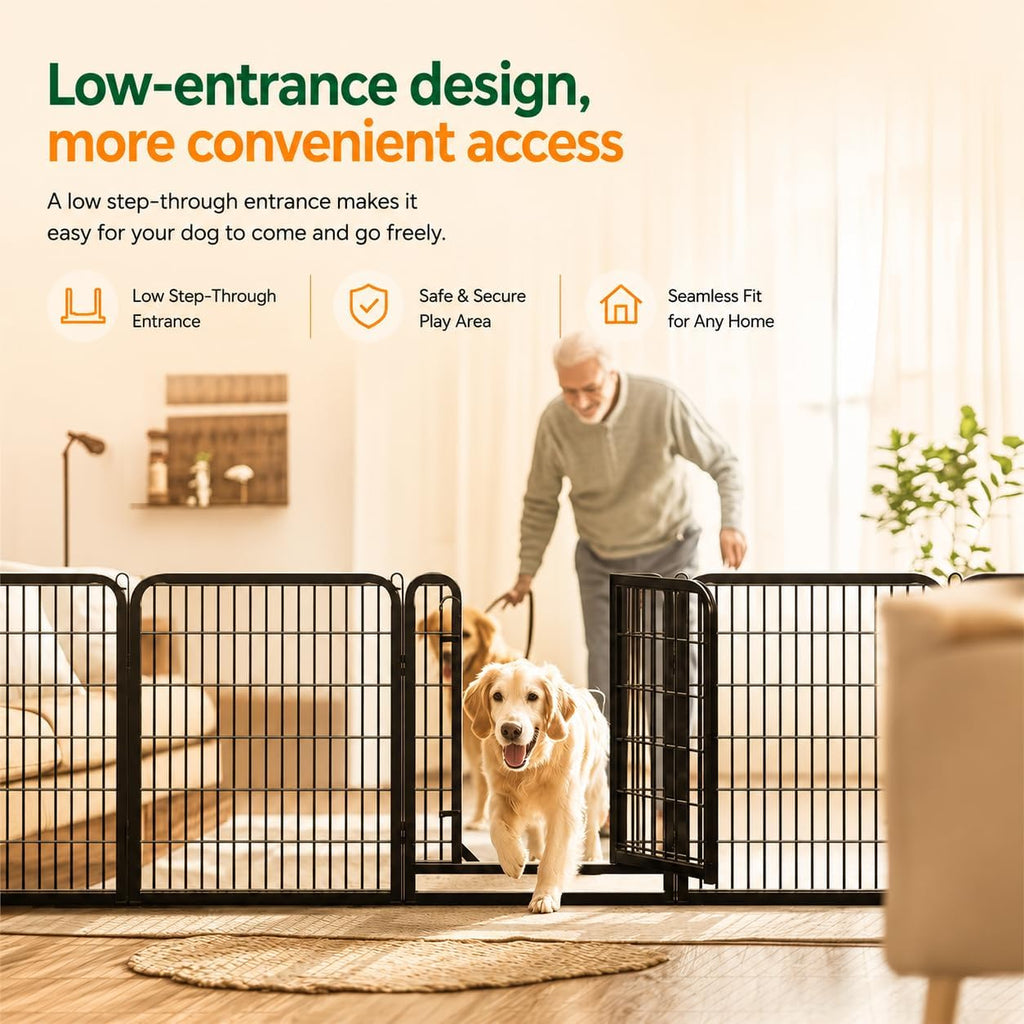 Dog Playpen 32In 16 Panels Pet Fence for Indoor Yard RV Camping