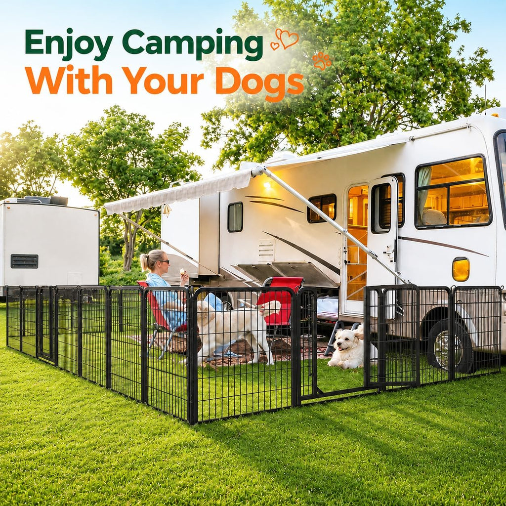 Dog Playpen 32In 16 Panels Pet Fence for Indoor Yard RV Camping