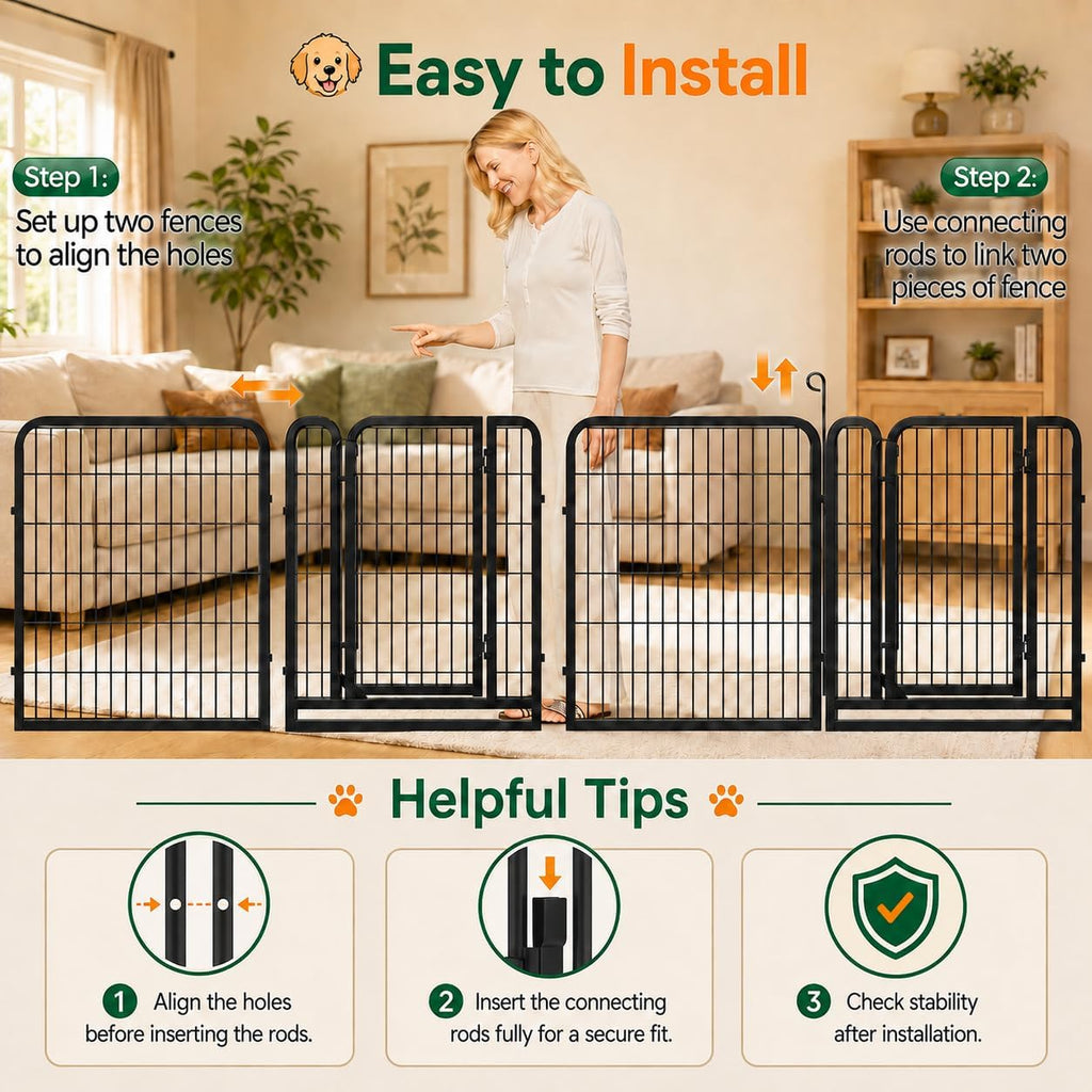 Dog Playpen 32In 16 Panels Pet Fence for Indoor Yard RV Camping