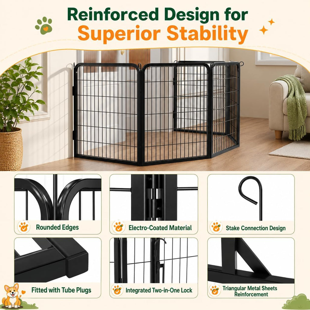 Dog Playpen 32In 16 Panels Pet Fence for Indoor Yard RV Camping